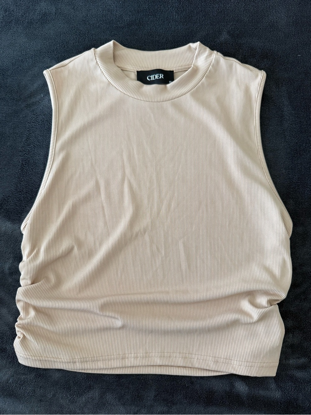 Cider Sleeveless Ribbed Tank Top in Stone Beige